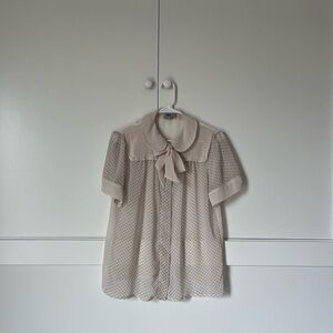 ASOS Light Beige Sheer Blouse with Collar